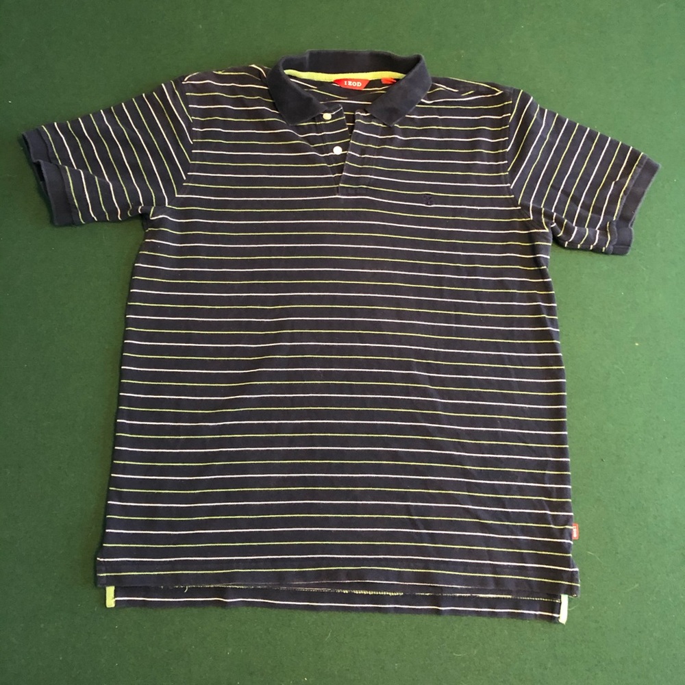 Izod Alternate Stripe Polo Shirt EUC - Picture 2 of 6